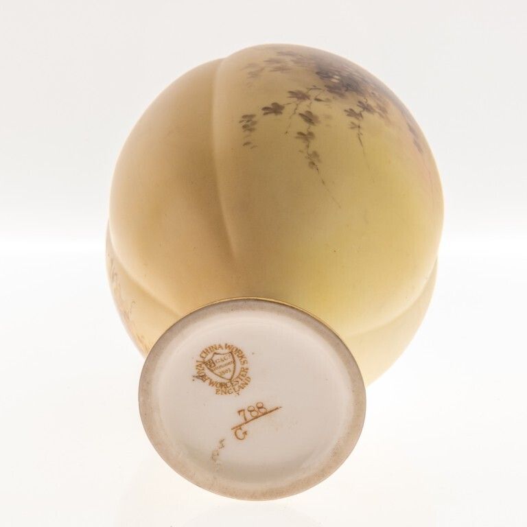 Antique Grainger & Co Worcester Hand Painted Porcelain Floral Vase 19th Century photo furniture