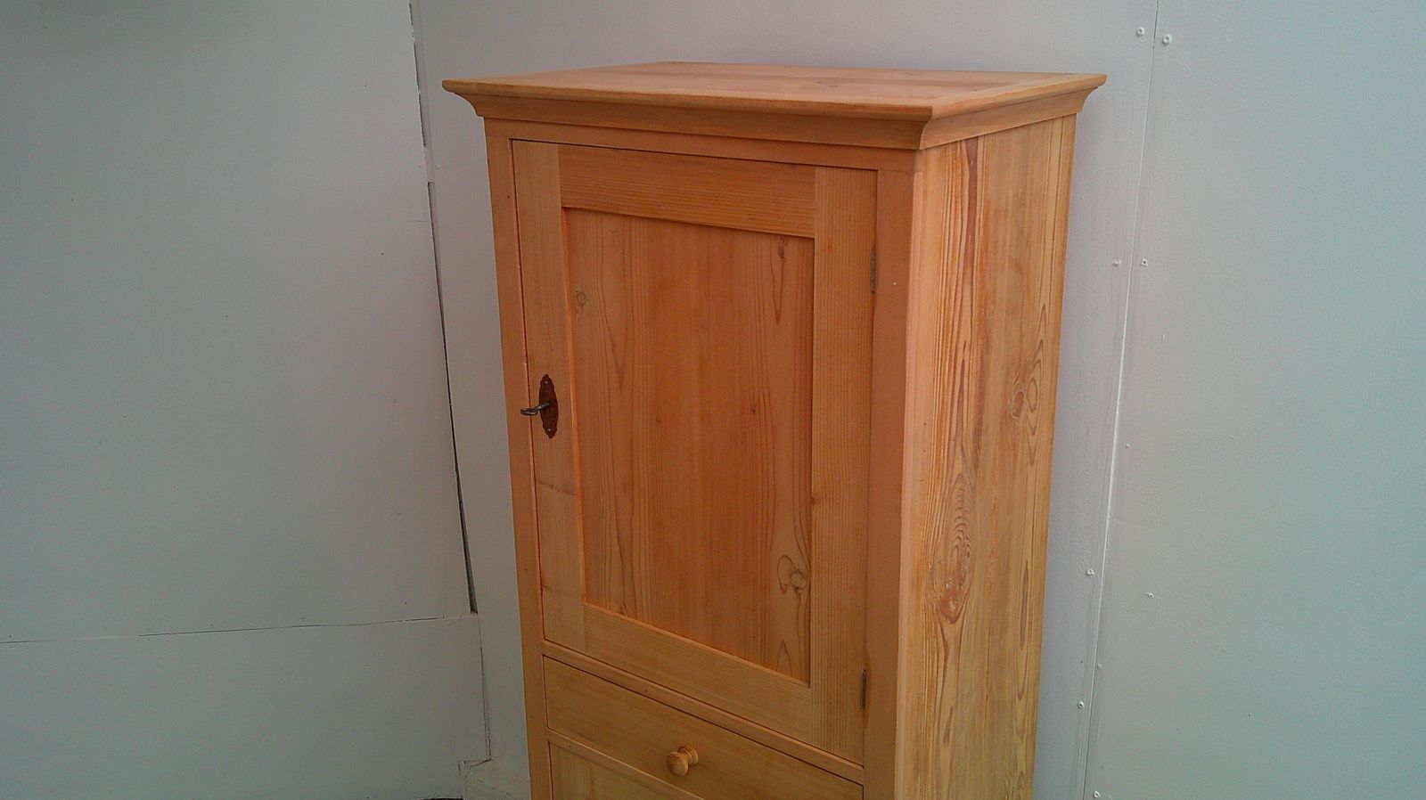 A Plain Antique Pine 1 Drawer Bathroom Cupboard To Wax/Paint photo vintage