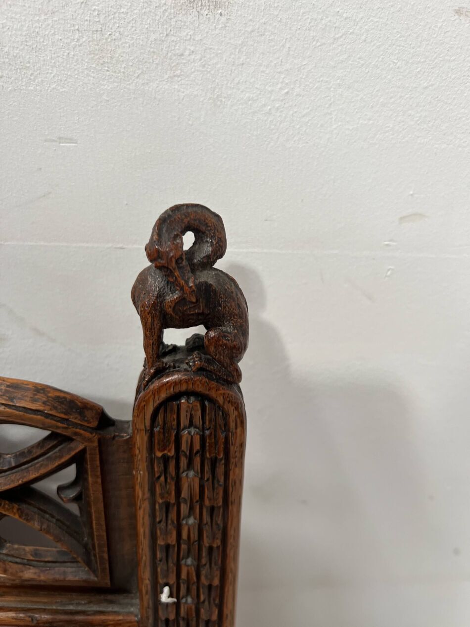 photo furniture Pair Of Gothic Style Walnut Lounge Chairs, 19th Century