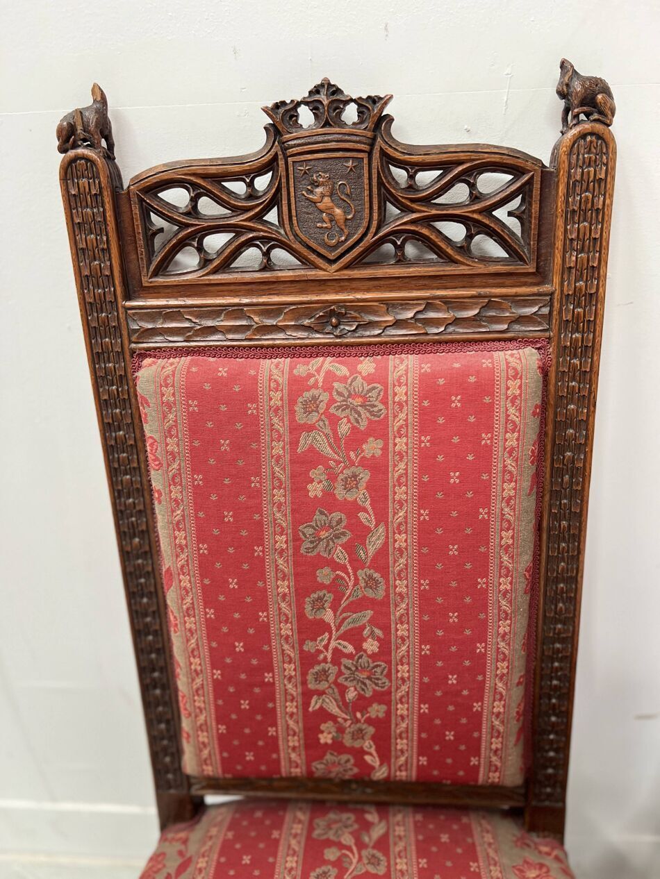 photo vinterior Pair Of Gothic Style Walnut Lounge Chairs, 19th Century