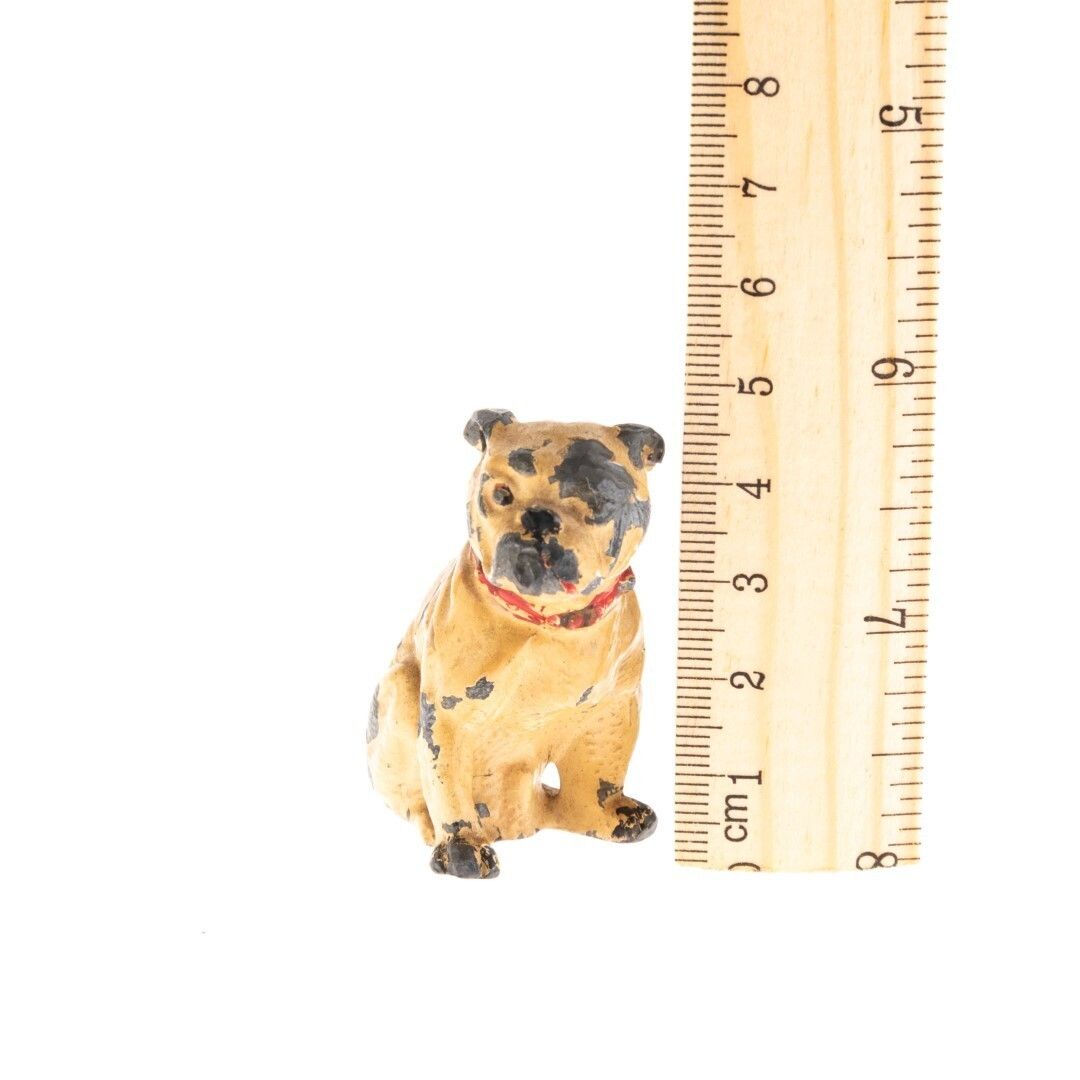 Antique Cold Painted Lead Seated Bulldog Figurine Early 20th Century photo for sale