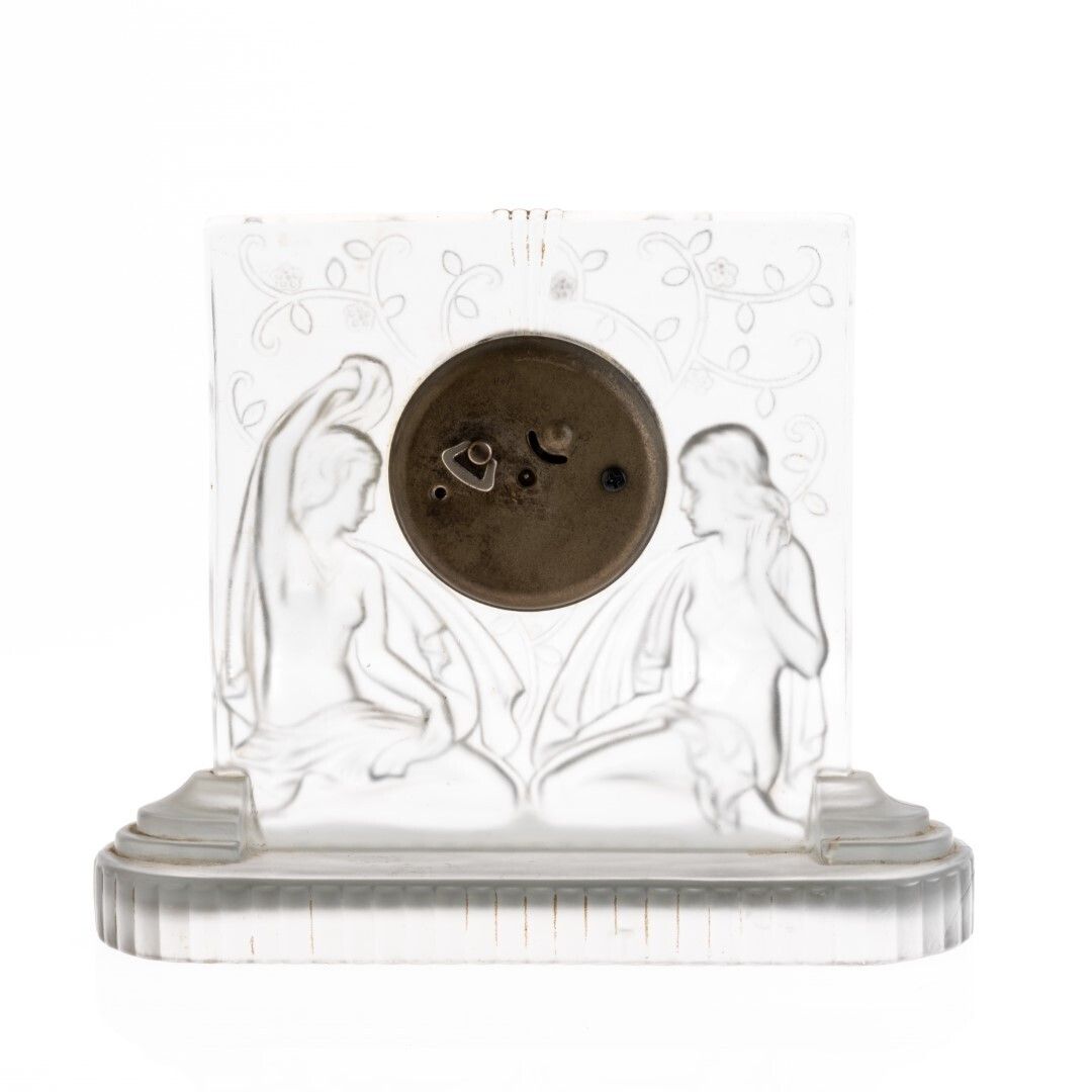 Antiq Art Deco Nudes Frosted Glass Mantel Clock In The Manner Of Lalique photo furniture