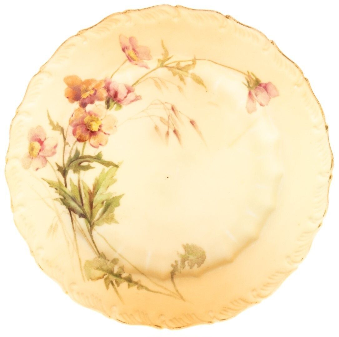 Antique Royal Worcester Hand Painted Blush Porcelain Art Nouveau Plate