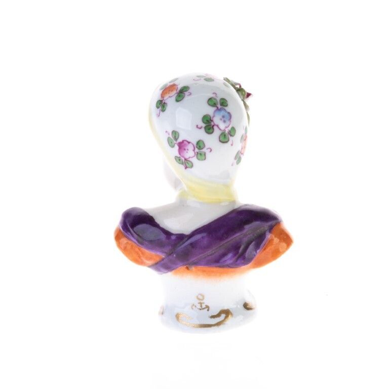 Antique Chelsea Hand Painted Painted Porcelain Miniature Bust 19th Century photo furniture