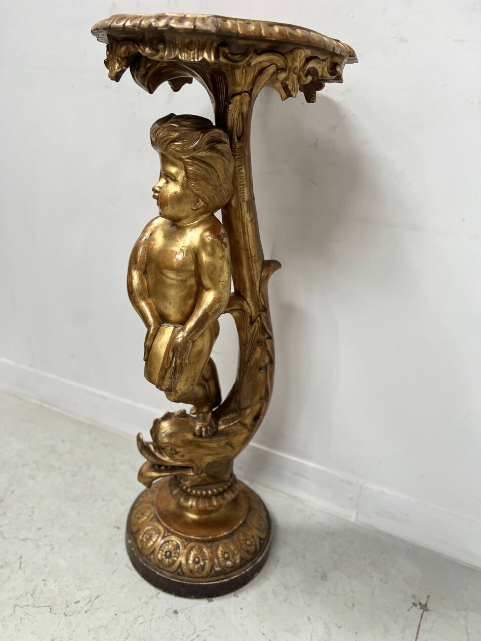 19th Century Gilded Carved Wooden Presentation Column photo furniture