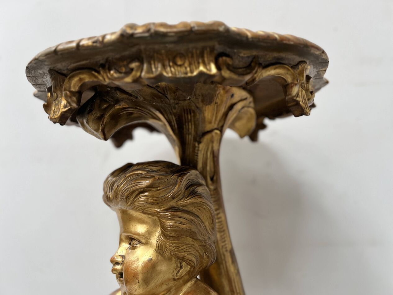 19th Century Gilded Carved Wooden Presentation Column photo for sale