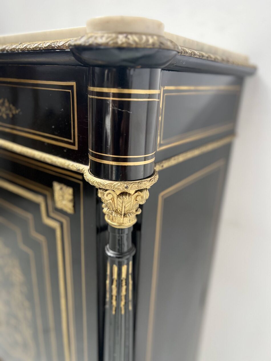 Napoleon III Furniture Has A Black Wooden Door And Brass Marquetry 19th Century photo vinterior