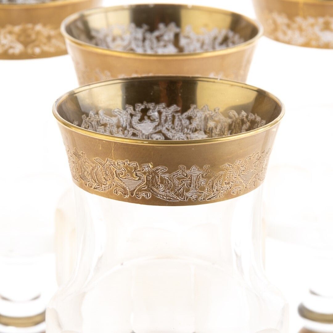 Antique Set Of Six Antique Gilded Baccarat Style Glass Goblets photo furniture