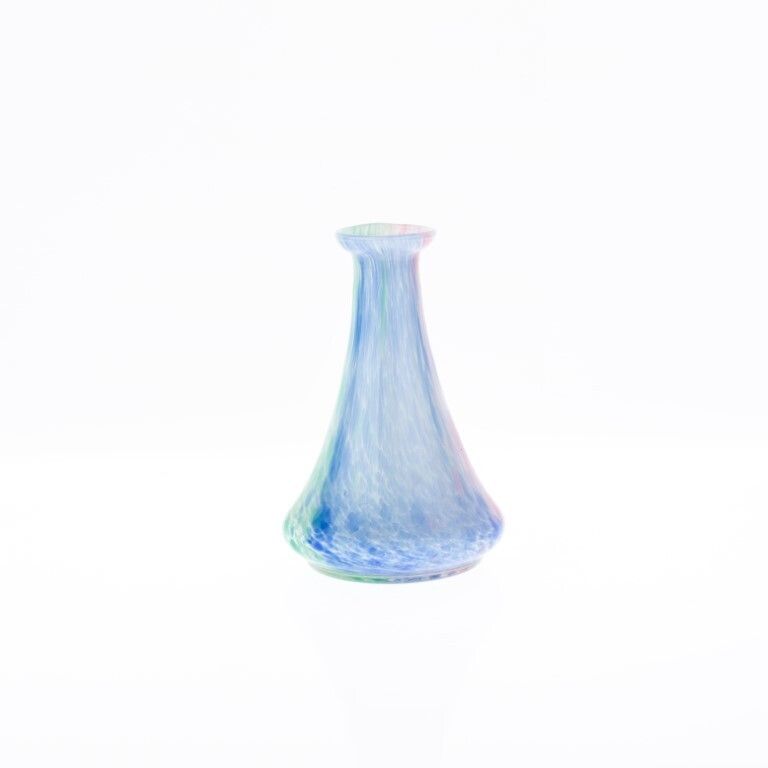 Mid Century Caithness Scottish Hand Blown Mottled Pink, Green And Blue Studio Glass Vase photo for sale