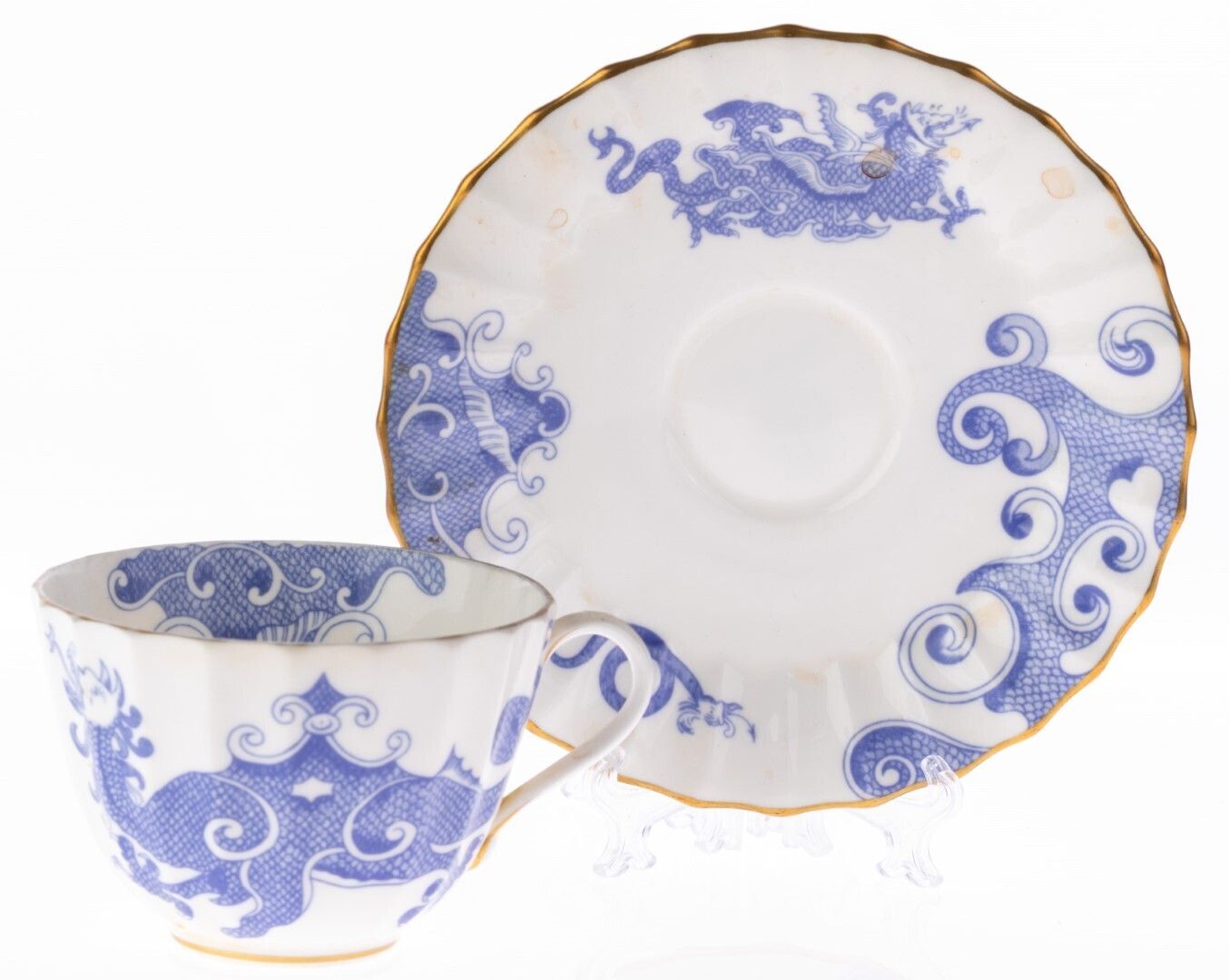 Royal Worcester “Blue Dragon” Pattern Porcelain Teacup And Saucer
