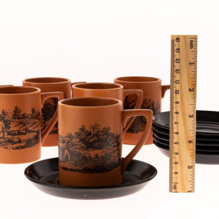 Six Portmeirion Porcelain Ceramic Mugs Depicting Sporting Scenes photo Home Decor