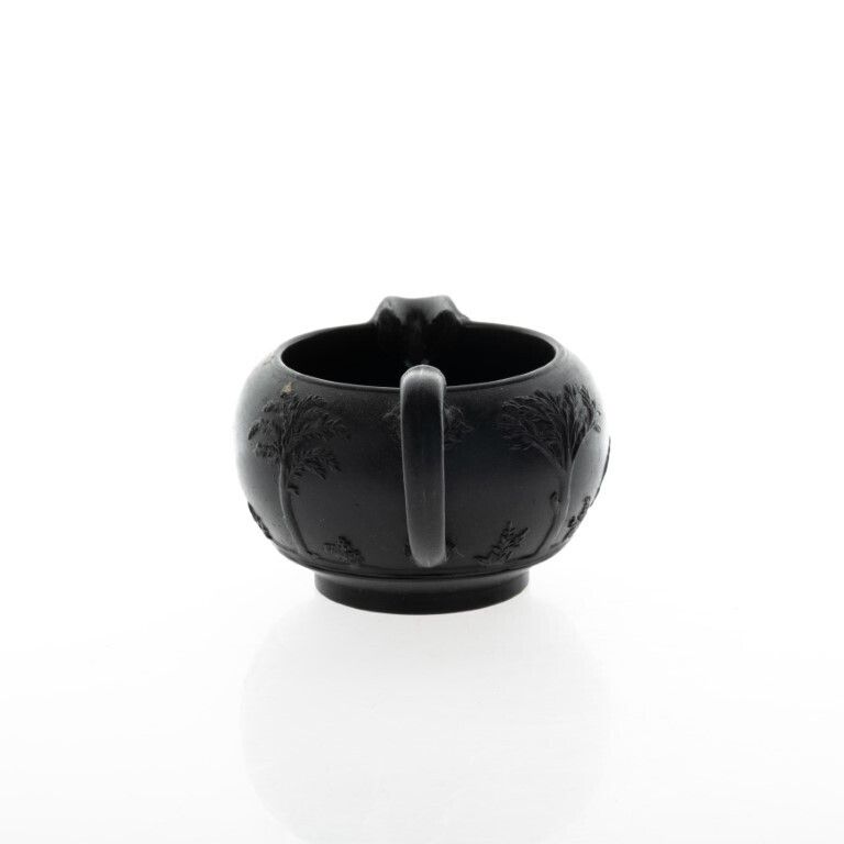 Antique Wedgwood Black Basalt Jasperware Ceramic Porcelain Bas Relief Creamer Jug 19th Century photo Home Decor