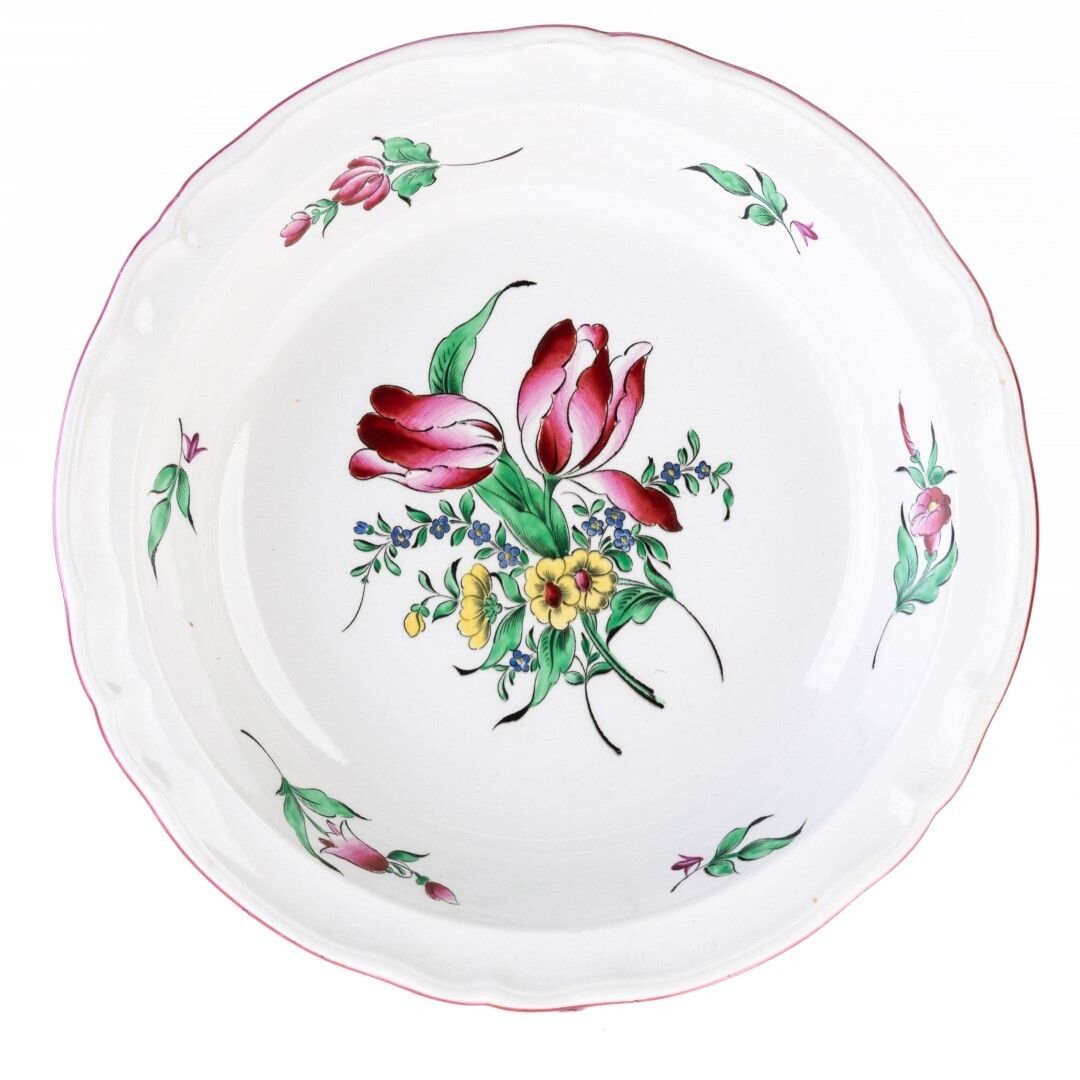 Antique French Opaque Luneville Hand Painted Quimper Faience Earthenware Pottery Floral Plate