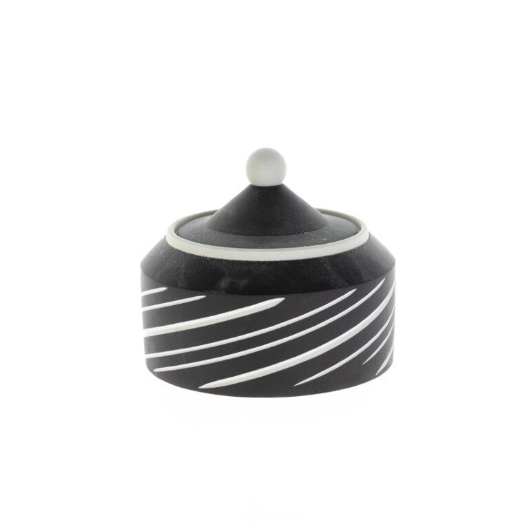 Mid Century Wedgwood Black Jasperware Porcelain Symmetry Lidded Jar photo Home Decor