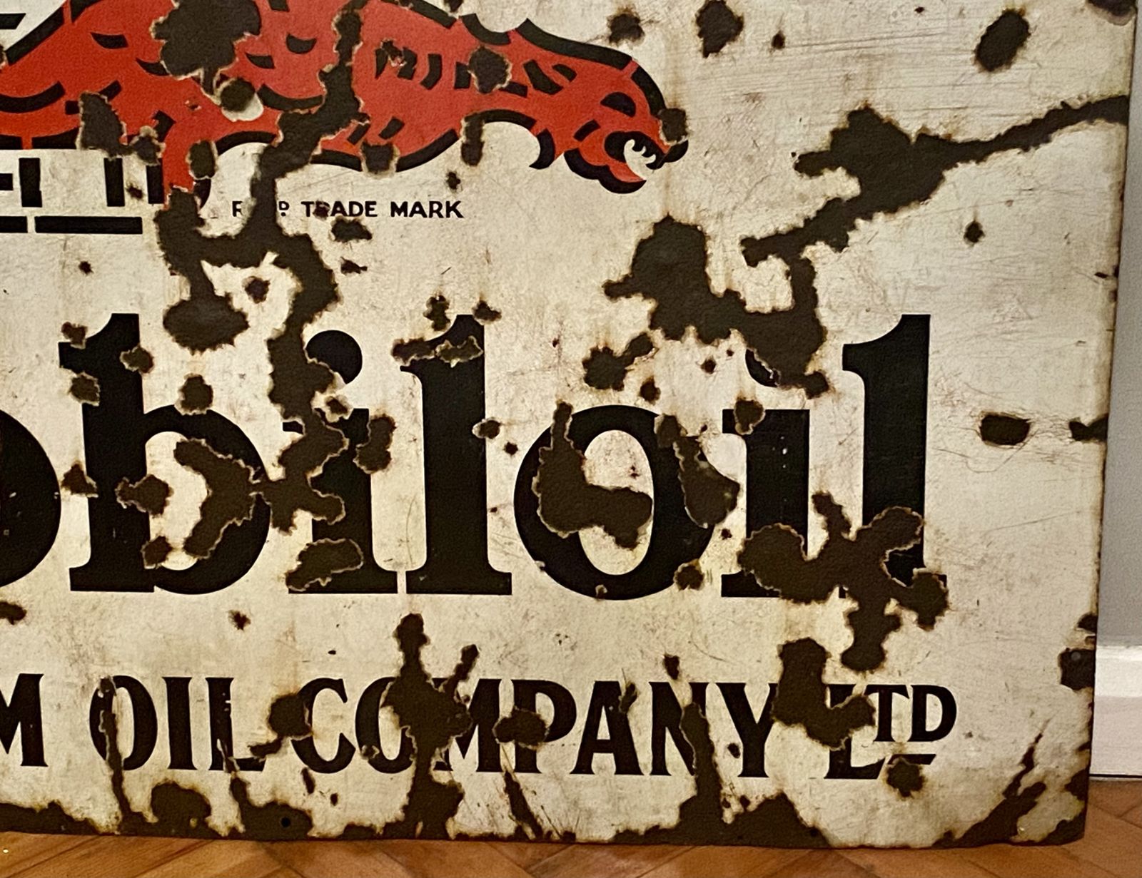 photo for sale Old Gargoyle Mobil Oil Vacuum Oil Company Enamel Garage Sign Shell Bp National Benzole Gas Pump Dealer Dealership Billboard Metal Sign Extra Large