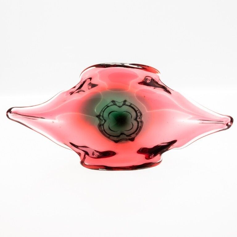 Mid Century Murano Hand Blown Venetian Glass Sommerso Pedestal Bowl photo furniture