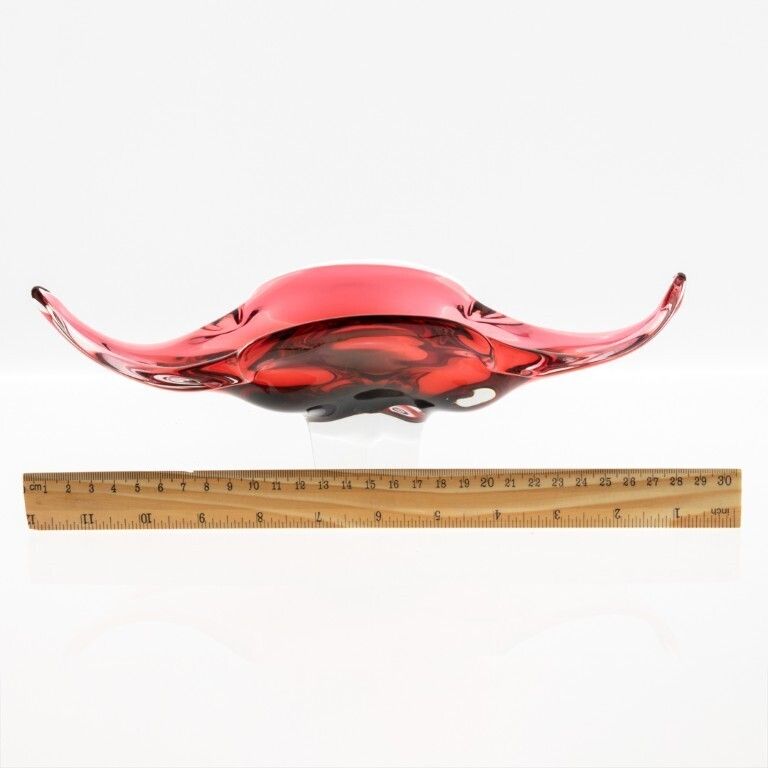 Mid Century Murano Hand Blown Venetian Glass Sommerso Pedestal Bowl photo Home Decor