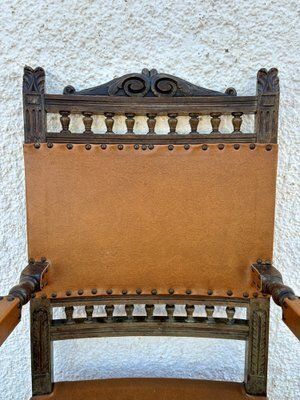 Antique Louis XIII Style Leather Friar's Armchair photo vintage