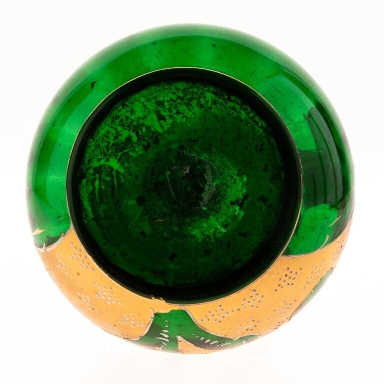 Antique Bohemian Moser Hand Enameled Green Satin Glass Pitcher Ca. 1880 photo furniture