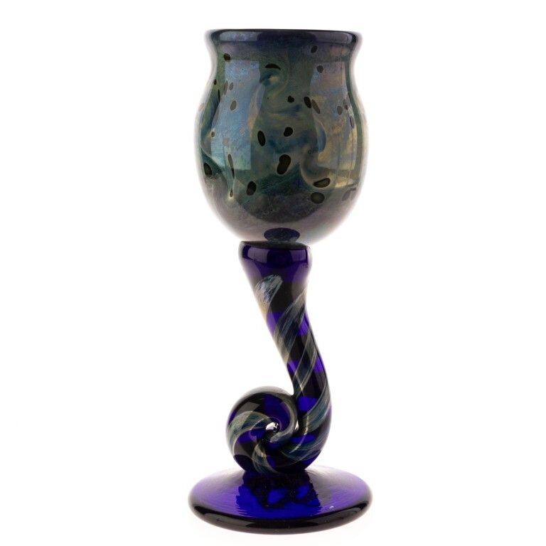 Loetz Style Signed Keith Bowlby Iridescent Hand Blown Studio Glass Vase