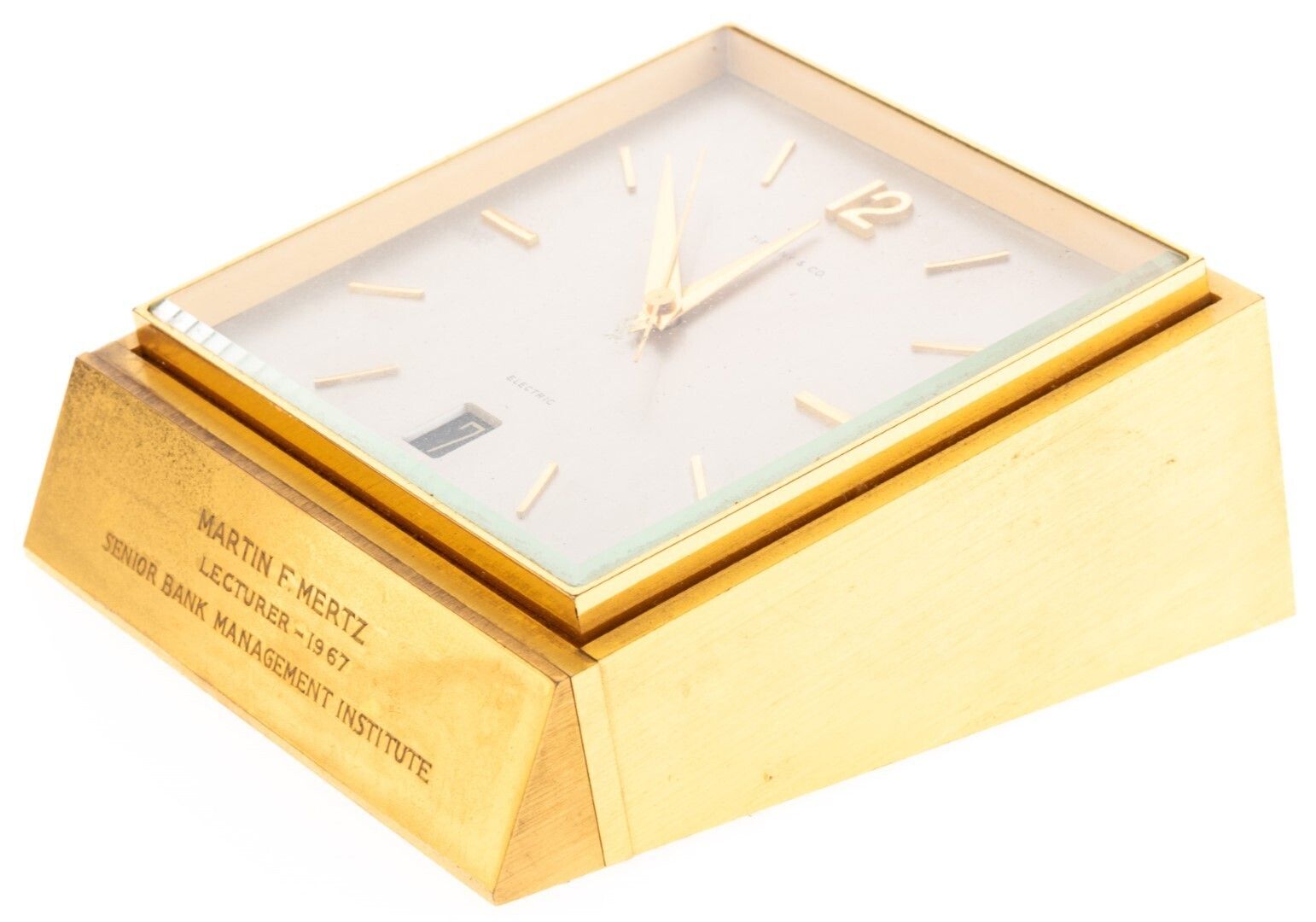 Vintage Tiffany & Co Vintage Brass Desk Date Clock photo furniture