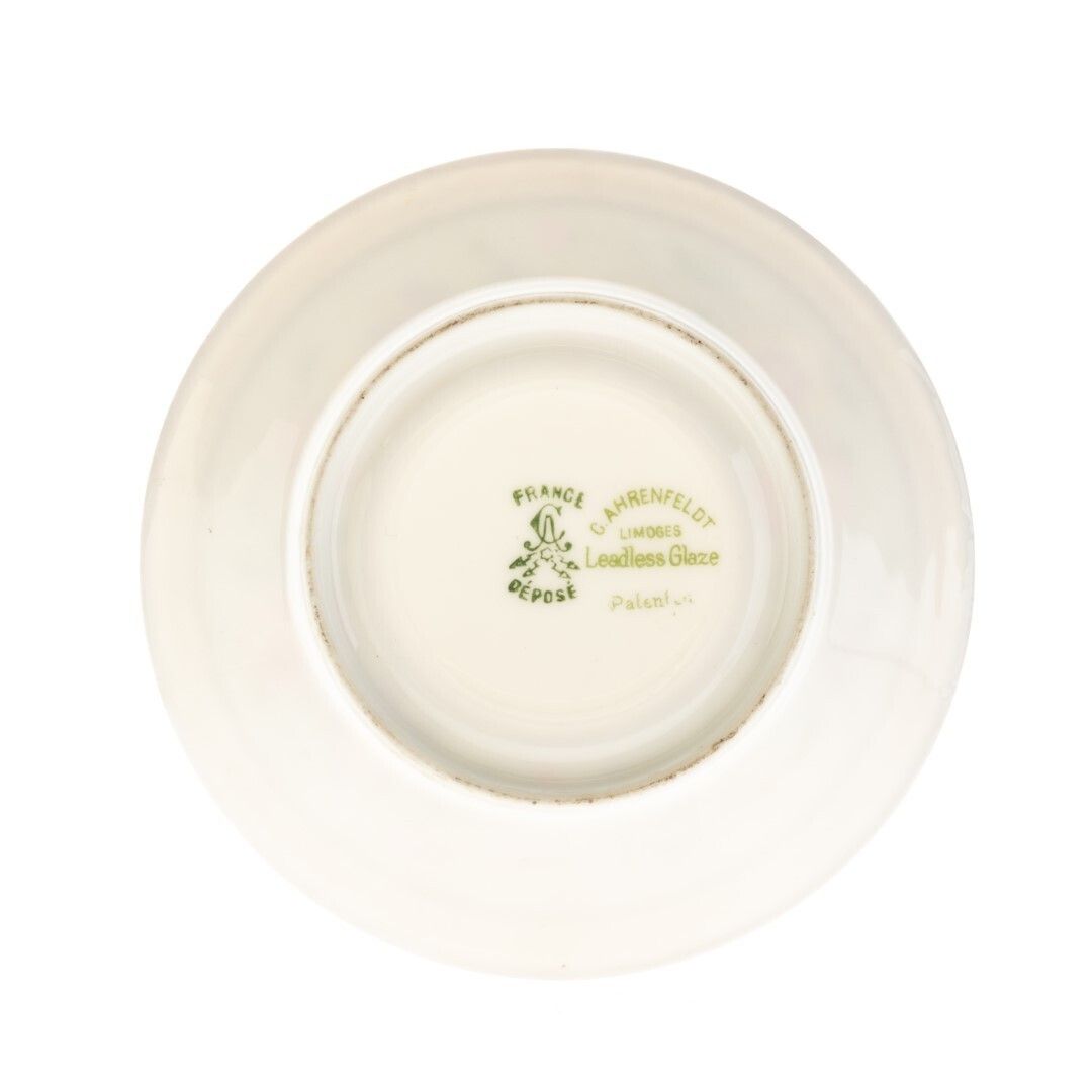 Antique French Charles Ahrenfeldt Limoges Fine Gilt Porcelain Floral Saucer Early 20th Century photo furniture