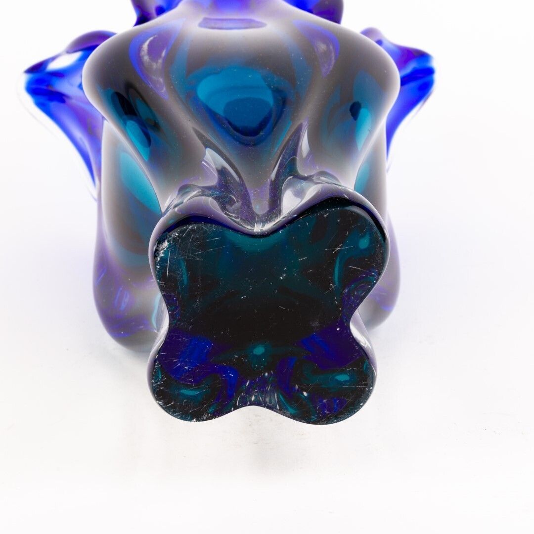 Mid Century Josef Hospodka For Chribska Czech Blue Glass Vase photo 575.0
