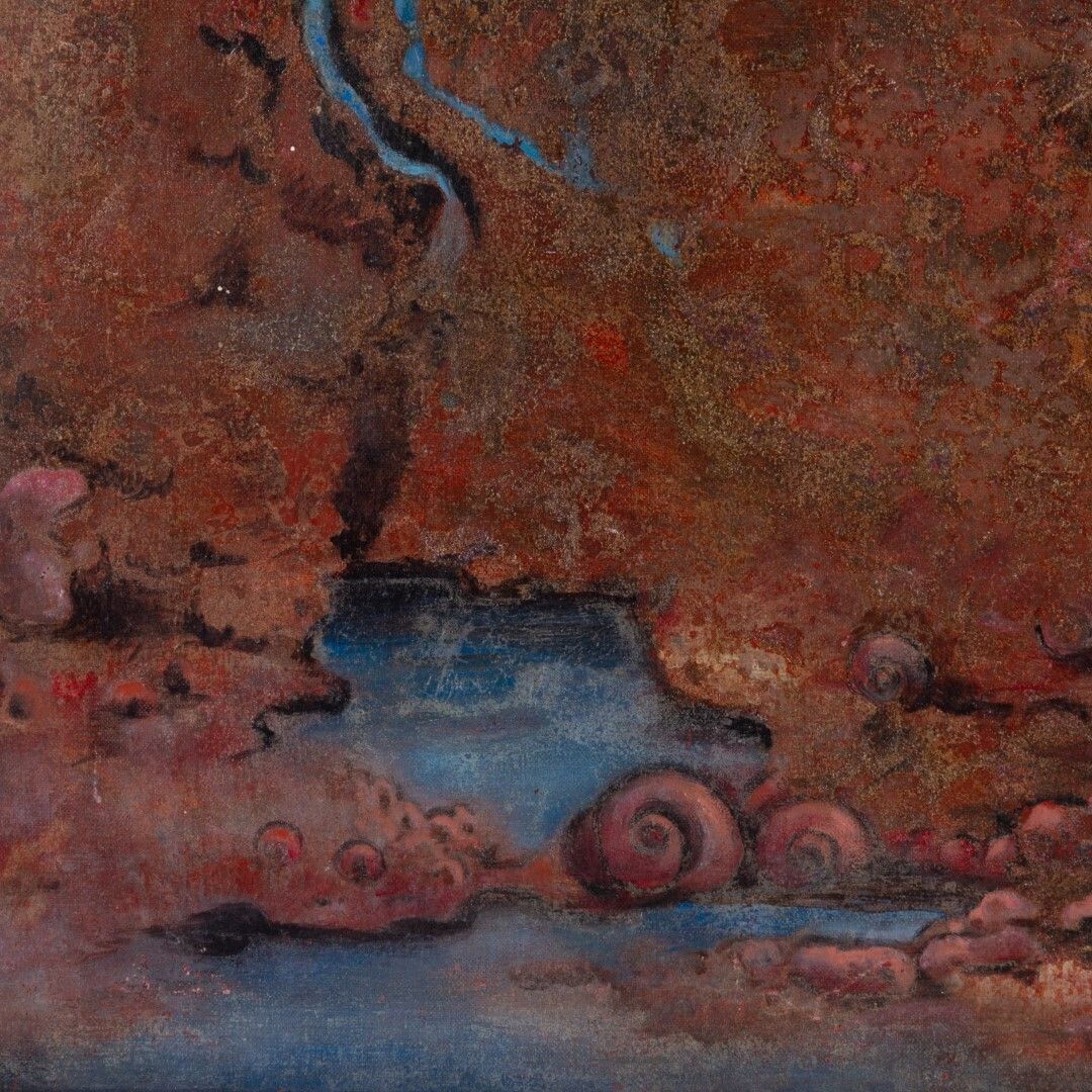 Belgian Large Mid 20th Century Abstract School Oil On Canvas Painting Signed photo for sale
