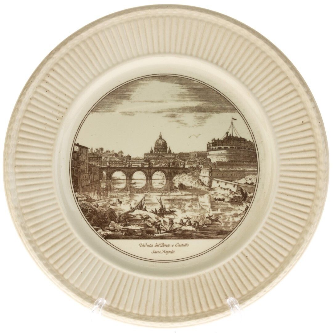 Late Art Deco Wedgwood Creamware Ceramic Pottery “The Bridge & Castle Of Saint Angelo” Plate