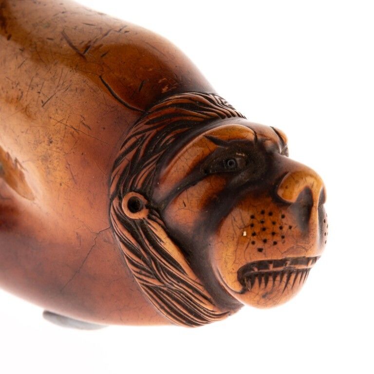 Antique Early 19th Century Carved Meerschaum Tobacco Smoking Pipe With Lion Head photo 275.0