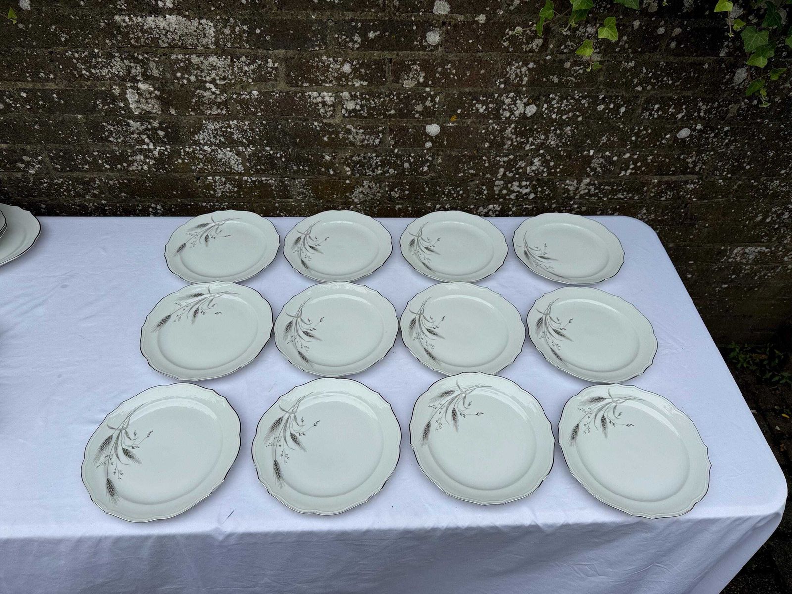 Vintage Winterling Bavarian Porcelain Dinner Service, Silver & Grey Botanical, West German China Service   40 Pieces, 6 Place + Setting Plus photo furniture