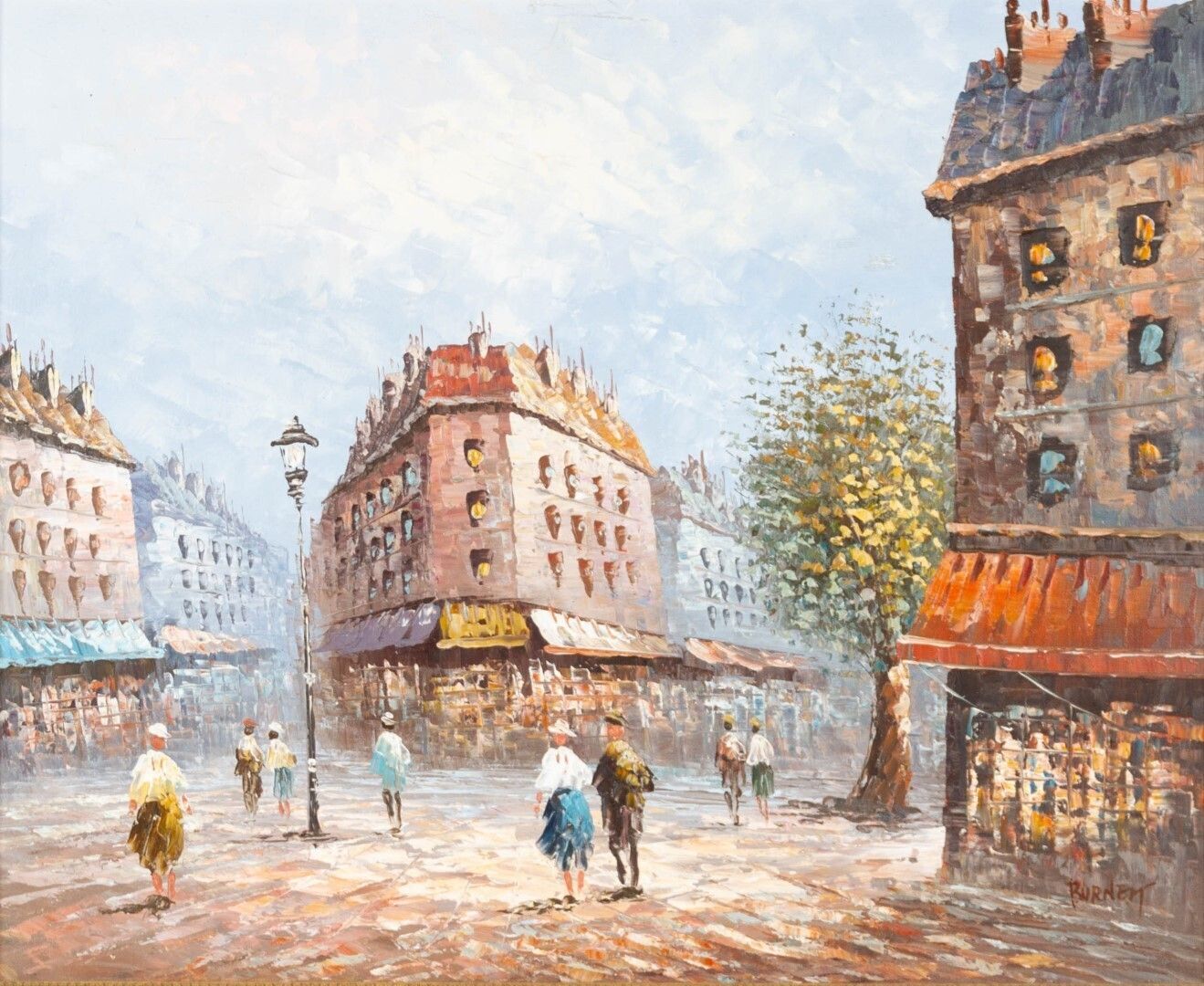 Caroline Burnett (1877 1950) French Parisian Impressionist Street Oil Painting Signed