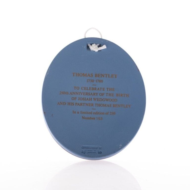 Wedgwood Blue Jasperware Ceramic Porcelain Thomas Bentley Portrait Medallion Plaque photo Art