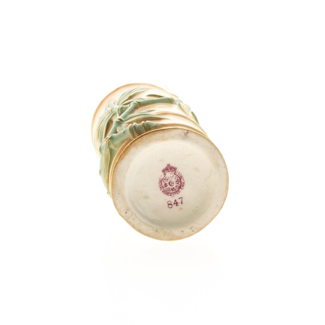 Antique Royal Worcester Blush Porcelain Bamboo Form Vase Early 20th Century photo furniture