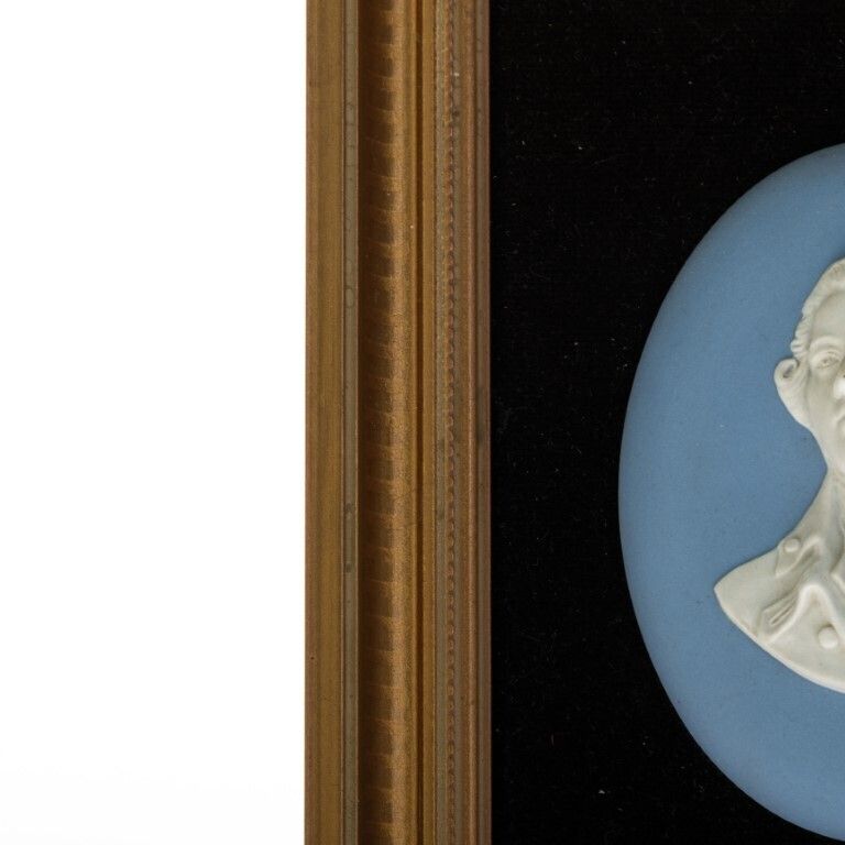 Wedgwood Blue Jasperware Ceramic Porcelain Framed Portrait Medallion Wall Plaque photo Art