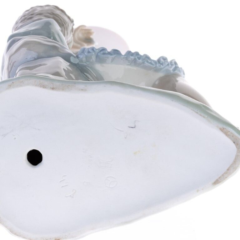 Mid Century Spanish Glazed Porcelain Sculpture Of A Girl With Hen In The Style Of Lladro photo furniture