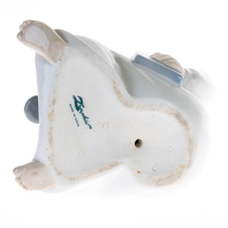 Spanish Fine Porcelain Sculpture Of A Boy With Candle In The Style Of Lladro photo furniture