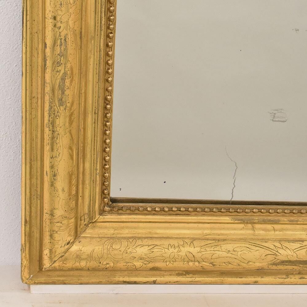 Antique Louis Philippe Mirror, Gilded Wall Mirror, Antique Gold Leaf Mirror, XIX Century photo vinterior