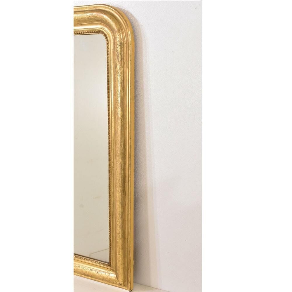 Antique Louis Philippe Mirror, Gilded Wall Mirror, Antique Gold Leaf Mirror, XIX Century photo vintage