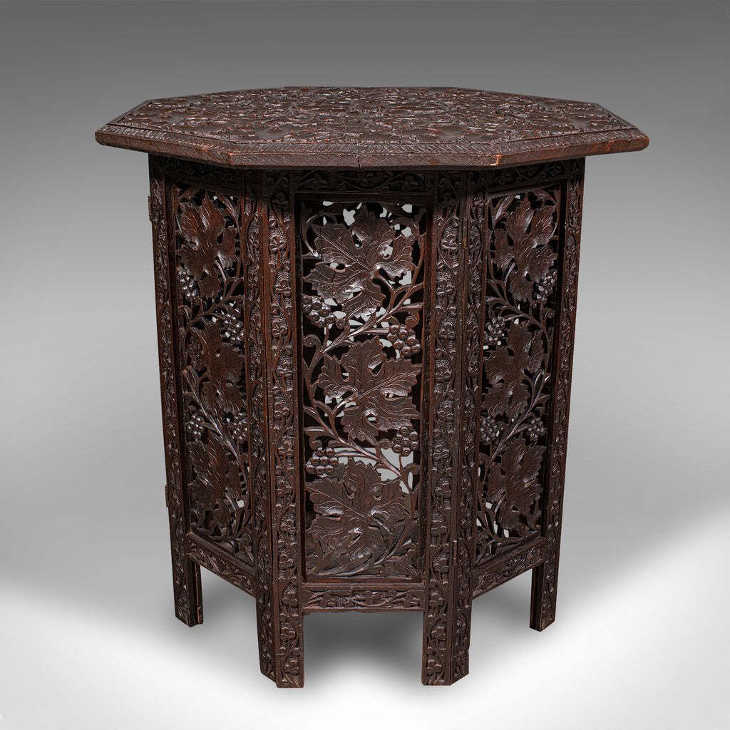 Antique Campaign Tea Table, Anglo Indian Teak, Folding, Serving, Victorian, 1900 photo furniture