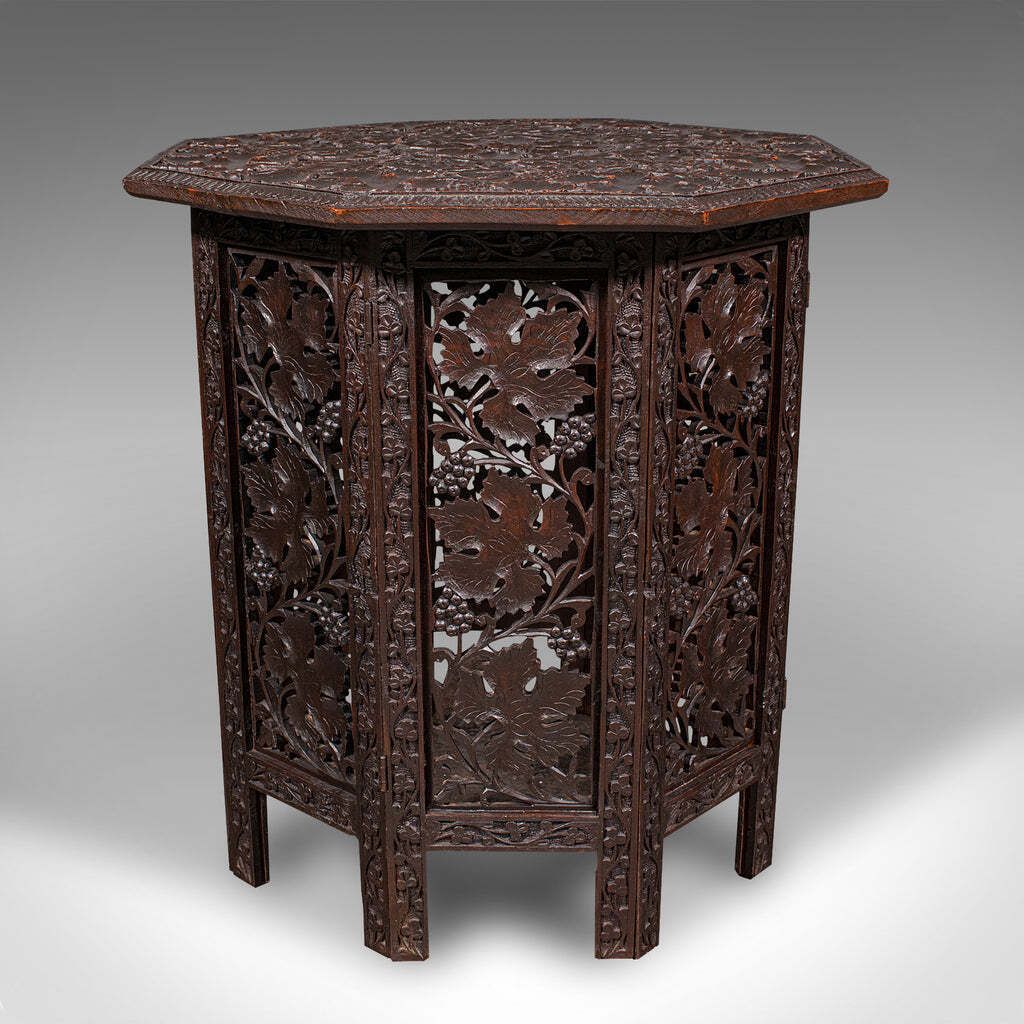 Antique Campaign Tea Table, Anglo Indian Teak, Folding, Serving, Victorian, 1900 photo for sale