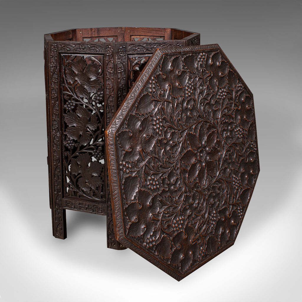 1325.0 Antique Campaign Tea Table, Anglo Indian Teak, Folding, Serving, Victorian, 1900 photo