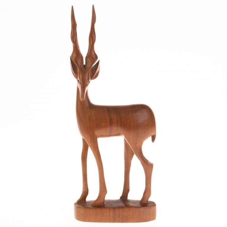 Mid Century African Wood Antelope Carving