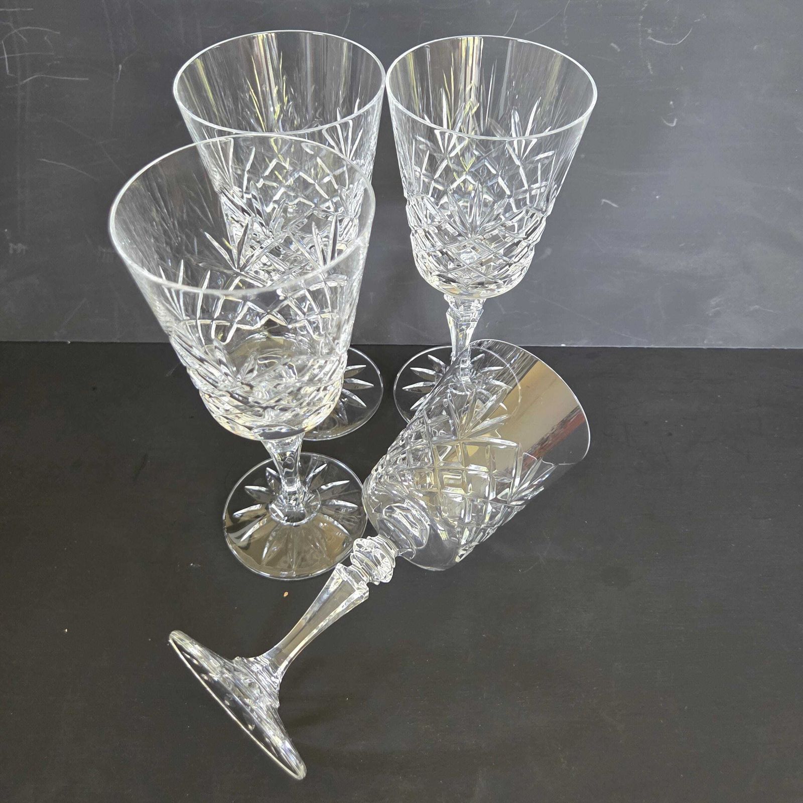 A Vintage Set Of 4 Galway Crystal 7 1/8 Inches Red Wine Glasses In Old Clare Pattern, Signed photo furniture