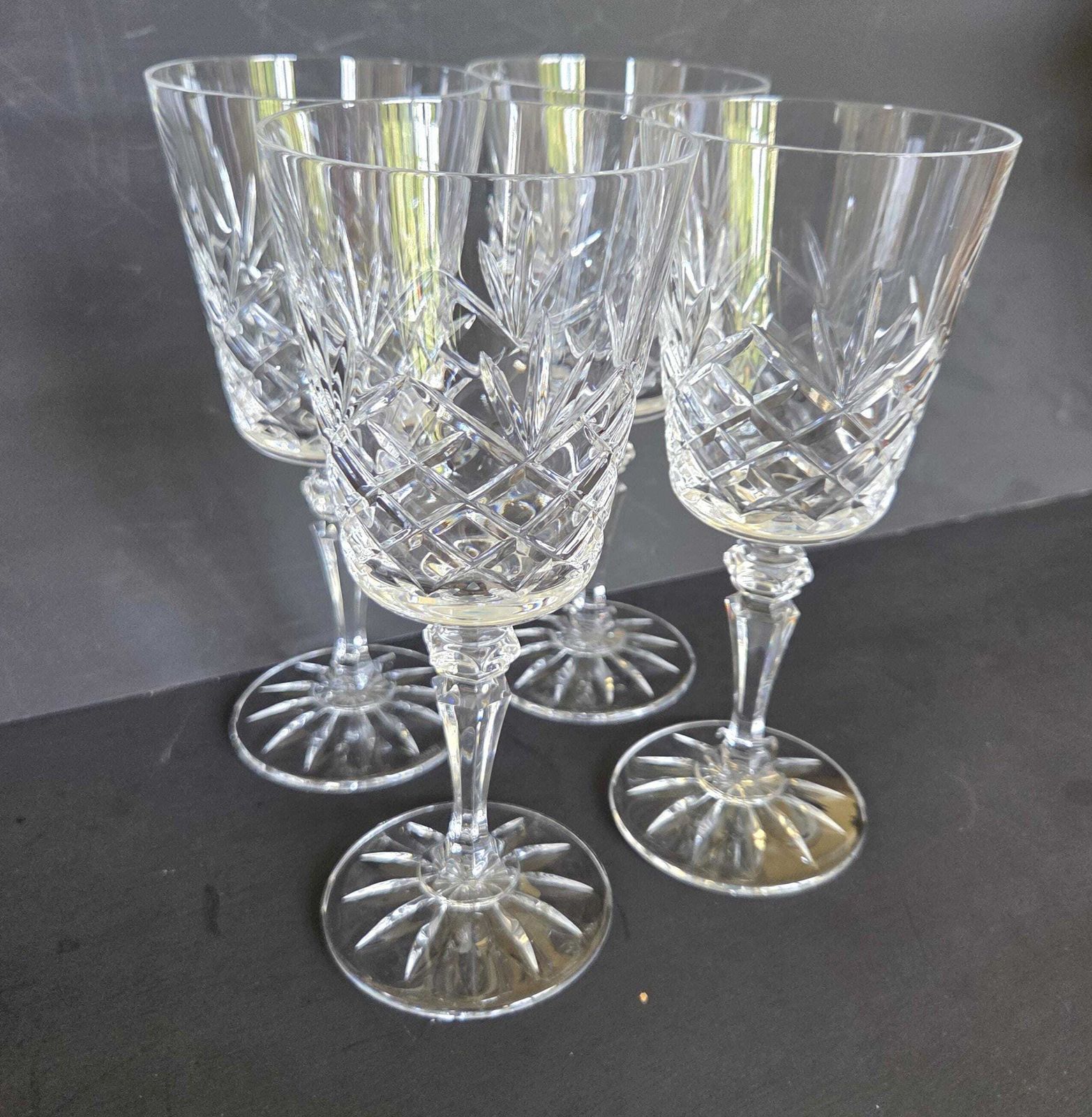 A Vintage Set Of 4 Galway Crystal 7 1/8 Inches Red Wine Glasses In Old Clare Pattern, Signed photo 52.0