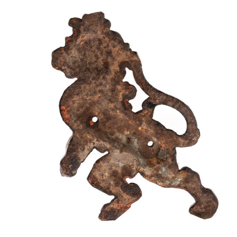 Antique Cast Iron Rampant Lion Wall Plaque 19th Century photo furniture