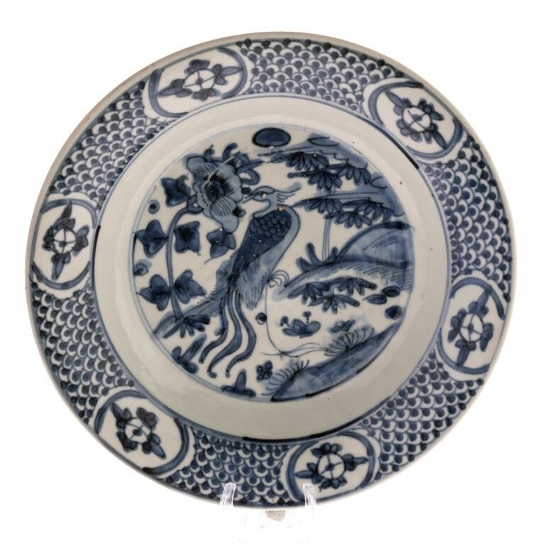 Antique Chinese 17th Century Ming Dynasty Blue And White Porcelain Swatow Zhangzhou Shipwreck Charger