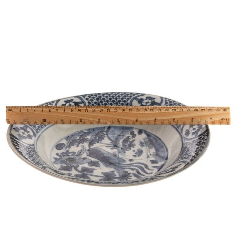 Antique Chinese 17th Century Ming Dynasty Blue And White Porcelain Swatow Zhangzhou Shipwreck Charger photo for sale
