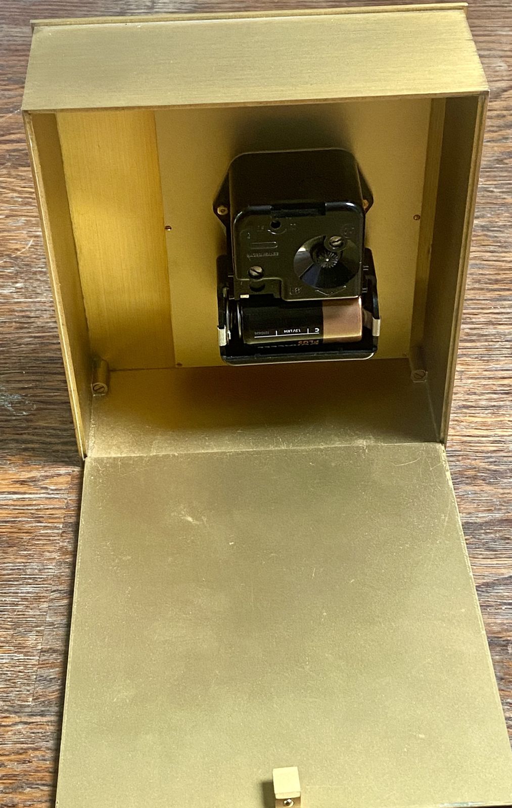 photo vinterior Jaeger Lecoultre 5051 Jlc Jaeger Art Deco Swiss Large Mantel Table Clock Gold Gilt Brass Reverso Polaris Master Control Jaeger Le Coultre Lic Ato 1970