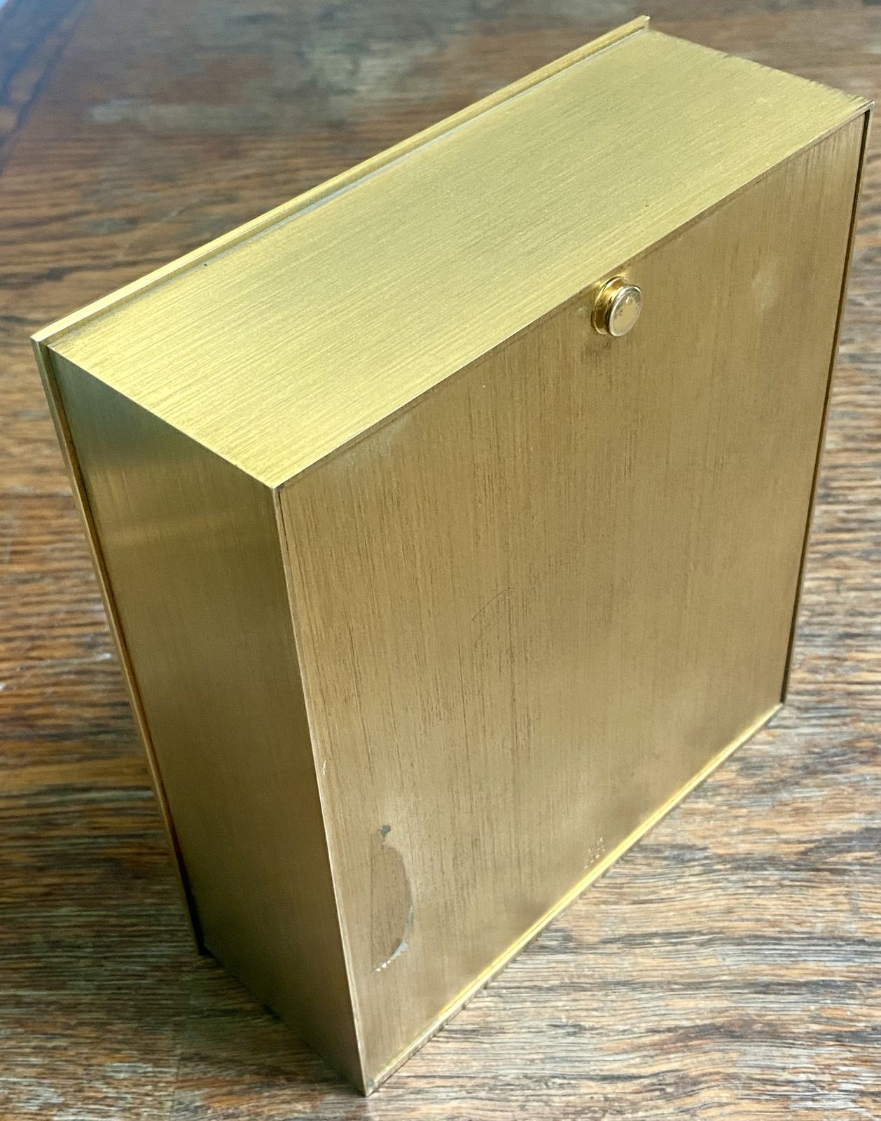 photo vintage Jaeger Lecoultre 5051 Jlc Jaeger Art Deco Swiss Large Mantel Table Clock Gold Gilt Brass Reverso Polaris Master Control Jaeger Le Coultre Lic Ato 1970